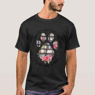 T-shirt Facilement Distrait Par Chiens Et Livres Livre Ani