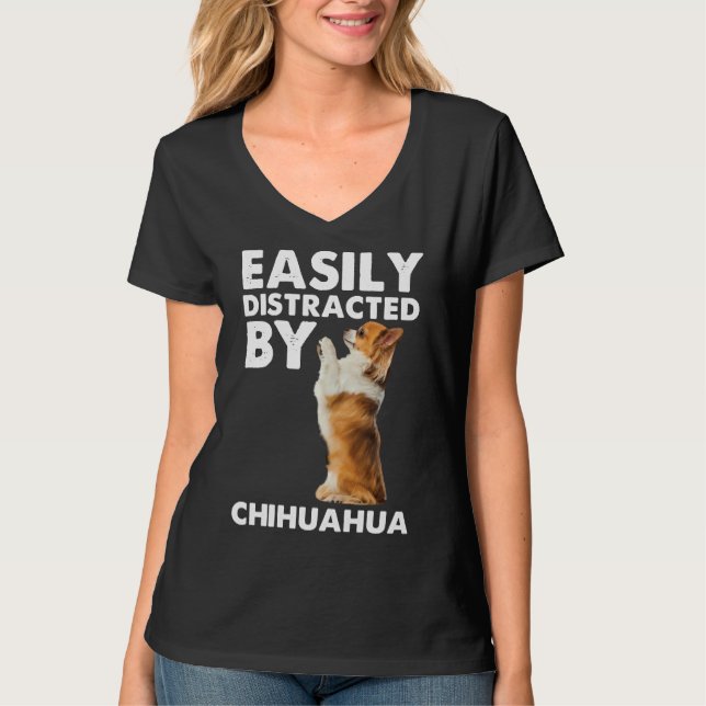 T-shirt Facilement Distrait Par Chihuahua (Devant)