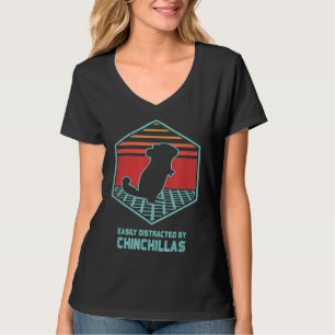T-shirt Facilement Distrait Par Chinchillas Retro Vintage