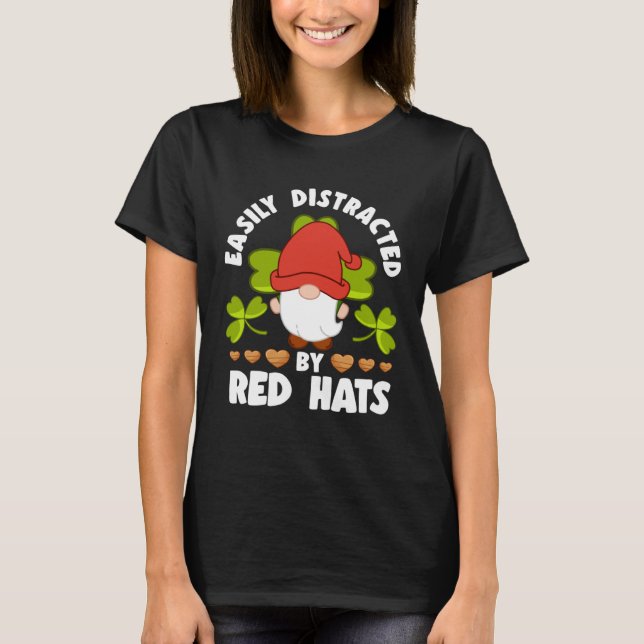 T-shirt Facilement Distrait Par Des Casquettes Rouges Avec (Devant)