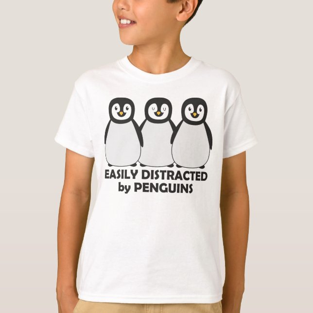 T-shirt Facilement distrait par des pingouins (Devant)