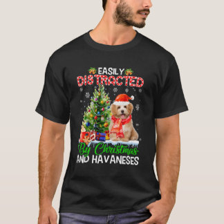 T-shirt Facilement Distrait Par Et Havaneses Chien Xmas Po