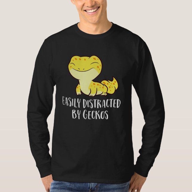 T-shirt Facilement Distrait Par Geckos Cute Leopard Lizard (Devant)