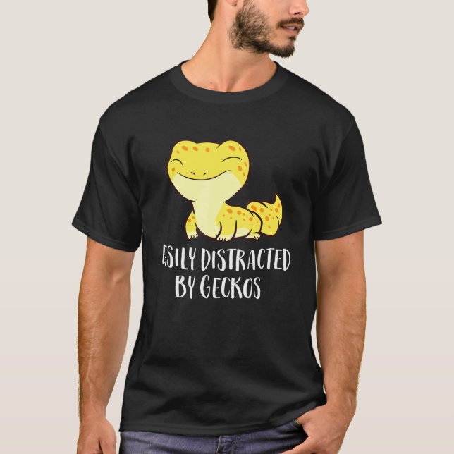 T-shirt Facilement Distrait Par Geckos Cute Leopard Lizard (Devant)