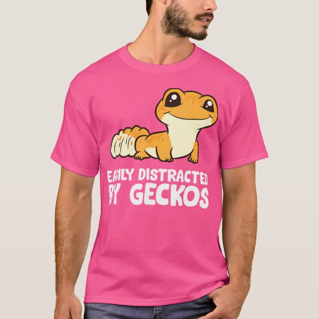 T-shirt Facilement Distrait Par Geckos Funny Leopard Gecko (Devant)