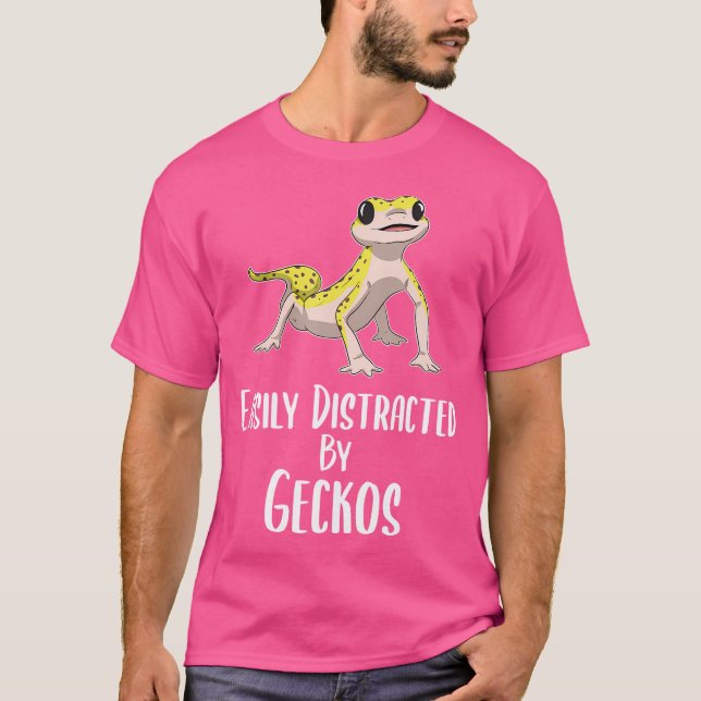 T-shirt Facilement Distrait Par Geckos Leopard Gecko Lover (Devant)