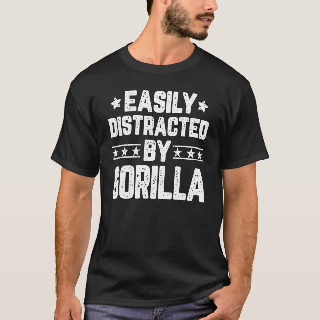 T-shirt Facilement Distrait Par Gorilla Animal Gorilla (Devant)