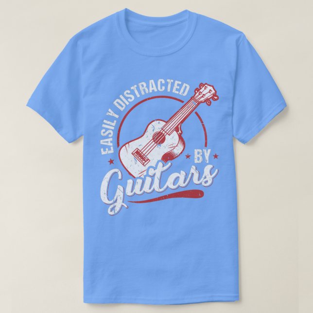 T-shirt Facilement Distrait Par Guitares Drôle Guitare Jou (Design devant)