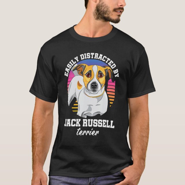 T-shirt Facilement Distrait Par Jack Russel Terrier Chien  (Devant)