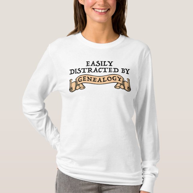 T-shirt Facilement Distrait Par La Généalogie (Devant)