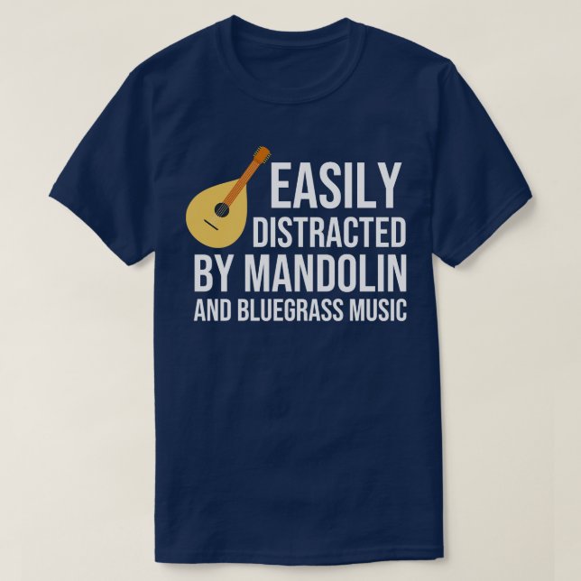 T-shirt Facilement Distrait Par La Mandoline Et La Musique (Design devant)