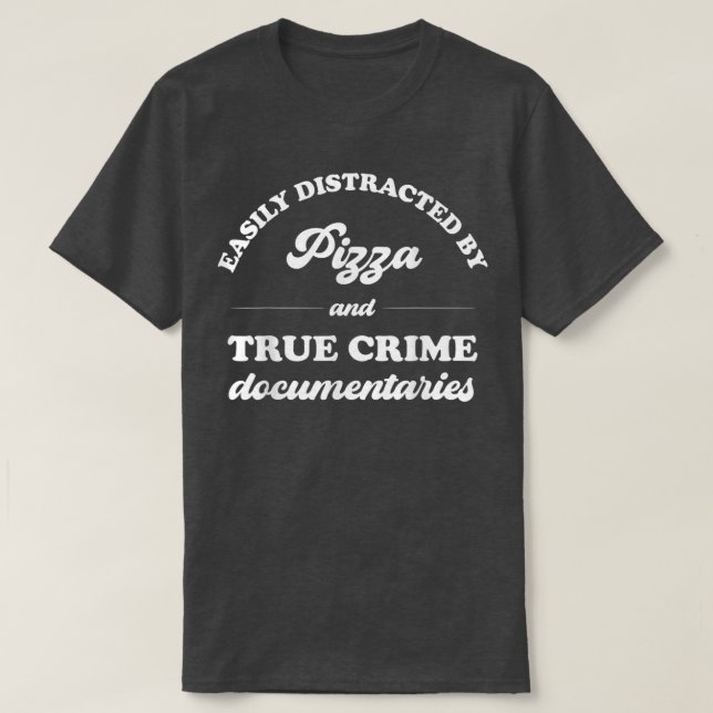 T-shirt Facilement Distrait Par La Pizza Et Le Document Su (Design devant)