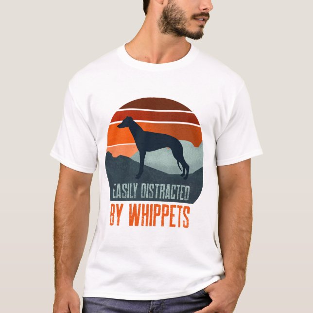 T-shirt Facilement Distrait Par La Promenade De Whippets C (Devant)