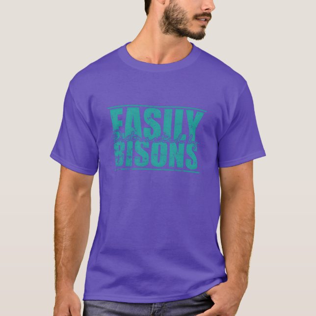 T-shirt Facilement distrait par l'ami animal de bisons (Devant)