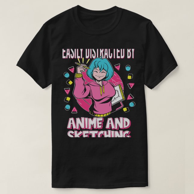T-shirt facilement distrait par l'anime et le dessin (Design devant)
