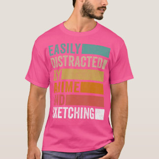 T-shirt Facilement Distrait Par L'Anime Et L'Esquisse