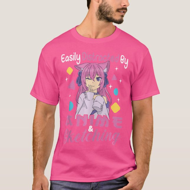 T-shirt Facilement Distrait Par L'Anime Et L'Esquisse (Devant)