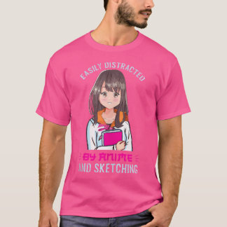 T-shirt Facilement Distrait Par L'Anime Et L'Esquisse Girl