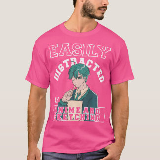 T-shirt Facilement Distrait Par L'Anime Et L'Esquisse Pour