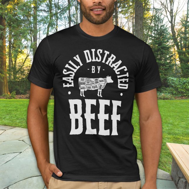 T-shirt Facilement Distrait Par Le Boeuf Amusant Poisson D (Easily Distracted by Beef T-shirt for the meat loving dads who love to grill. #carnivorelifestyle)