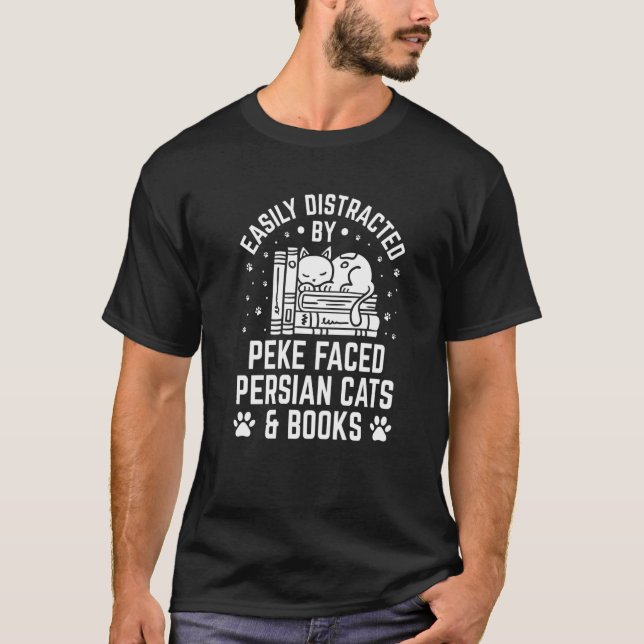 T-shirt Facilement distrait par le chat persan au visage d (Devant)