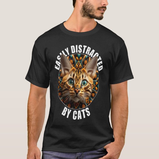 T-shirt Facilement distrait par le chat unique de Cats (Devant)