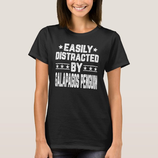 T-shirt Facilement distrait par le manchot des Galapagos   (Devant)