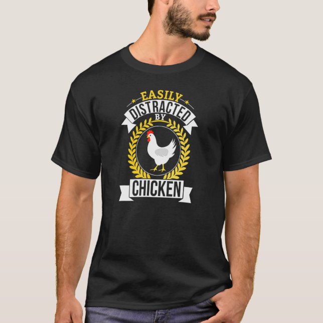 T-shirt Facilement Distrait Par Le Poulet Hen Farmer (Devant)
