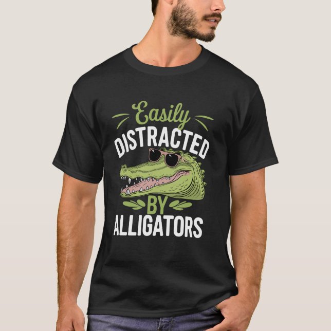 T-shirt Facilement Distrait par les Alligators Drôles Alli (Devant)
