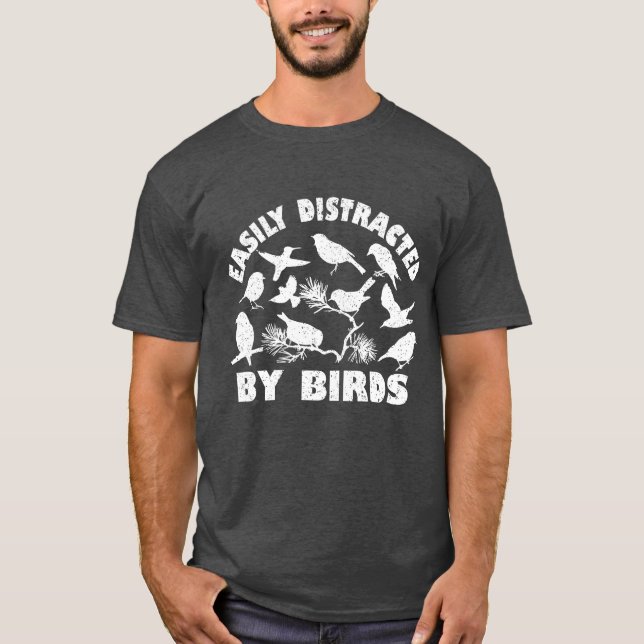 T-shirt Facilement distrait par les amis des oiseaux (Devant)