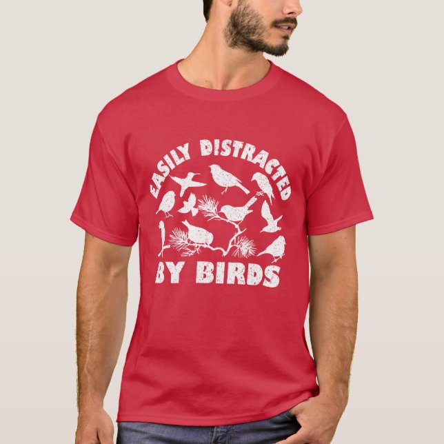 T-shirt Facilement distrait par les amis des oiseaux ami (Devant)