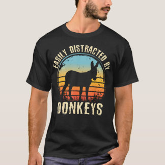 T-shirt Facilement Distrait Par Les Ânes Amoureux D'animau