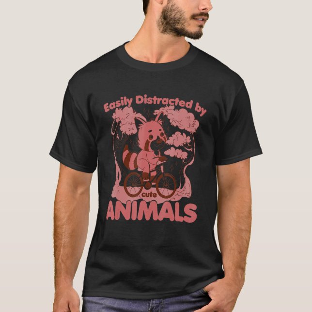 T-shirt Facilement distrait par les animaux mignons Panda  (Devant)
