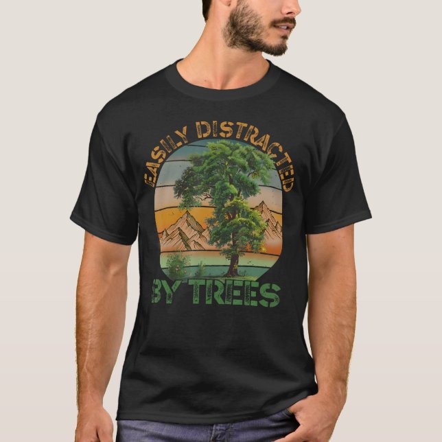 T-shirt Facilement Distrait Par Les Arbres Faune Et Flore (Devant)