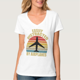 T-shirt Facilement distrait par les avions Amoureux des av