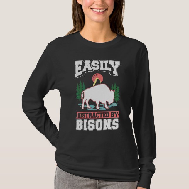 T-shirt Facilement distrait par les bisons de Buffalo (Devant)