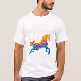 T-shirt Facilement Distrait Par Les Cadeaux Chevaux Pour L