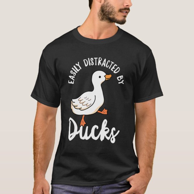 T-shirt Facilement Distrait Par Les Canards Mignons Marche (Devant)