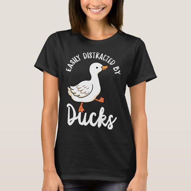 T-shirt Facilement Distrait Par Les Canards Mignons Marche (Devant)