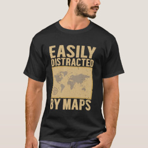 T-shirt Facilement Distrait Par Les Cartes Drôle Professeu