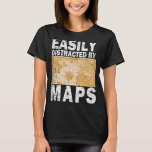T-shirt Facilement distrait par les cartes Géographie Vint