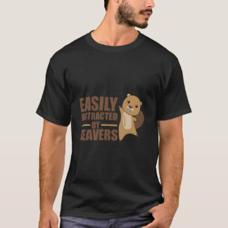 T-shirt Facilement Distrait Par Les Castors Castor