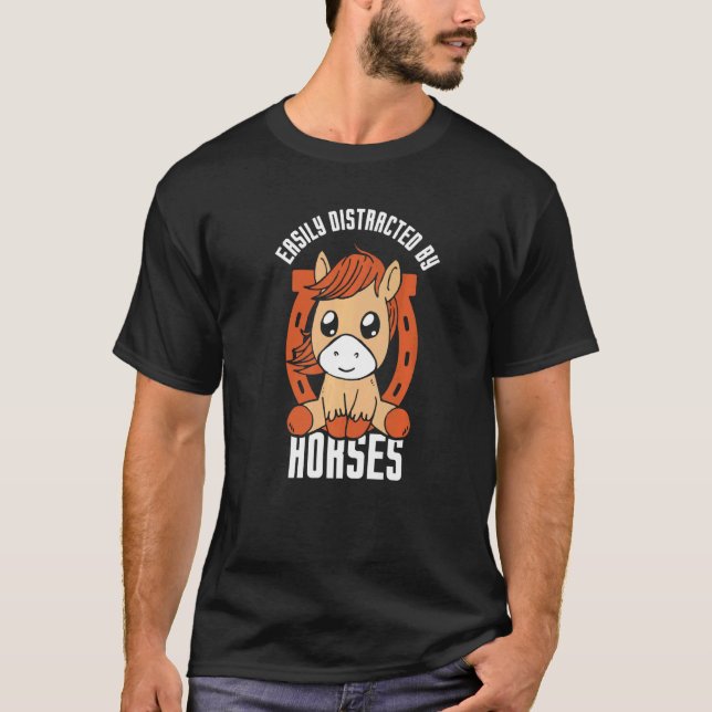 T-shirt Facilement Distrait Par Les Cavaliers De Chevaux   (Devant)