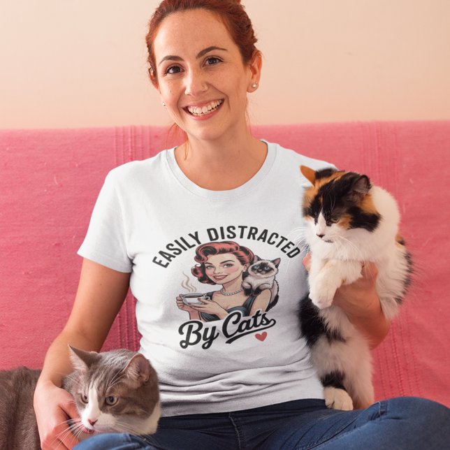 T-shirt Facilement distrait par les chats (Créateur téléchargé)