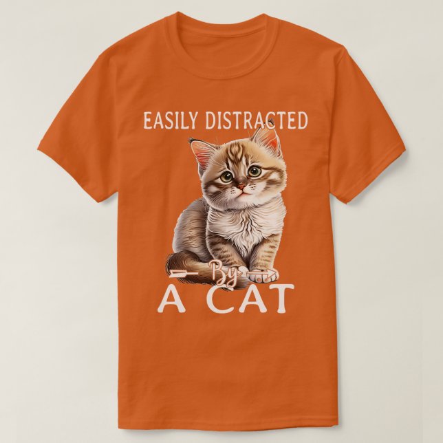 T-shirt Facilement distrait par les chats 4 (Design devant)