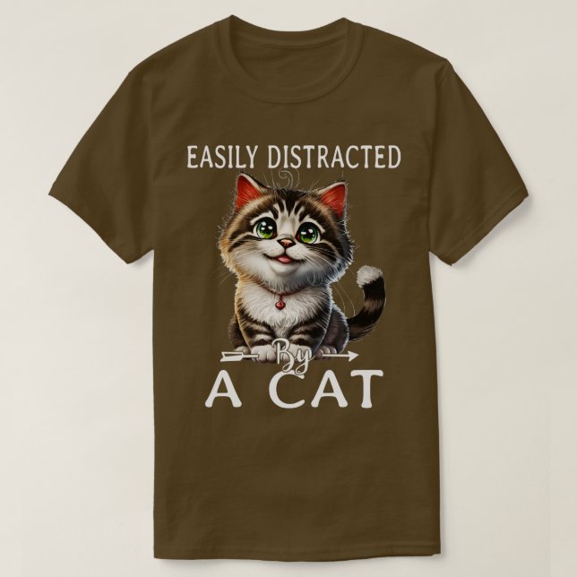 T-shirt Facilement distrait par les chats 5 (Design devant)