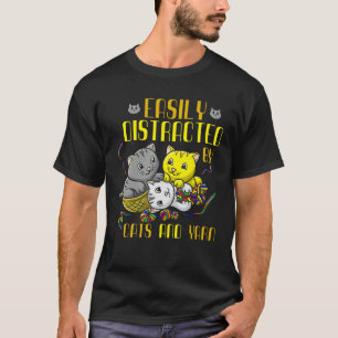 T-shirt Facilement Distrait Par Les Chats Et La Laine Prop