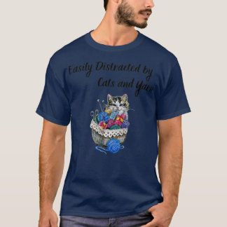 T-shirt Facilement distrait par les chats et les fils