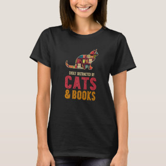 T-shirt Facilement Distrait Par Les Chats Et Les Livres Ch