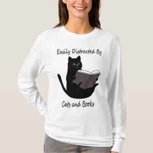 T-shirt Facilement Distrait Par Les Chats Et Les Livres, J